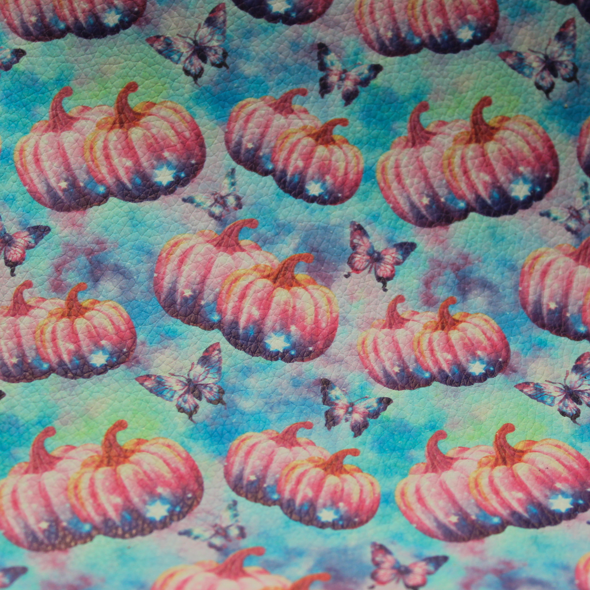 Faux Leather Sheet - Pastel Pumpkin Flutter - 141