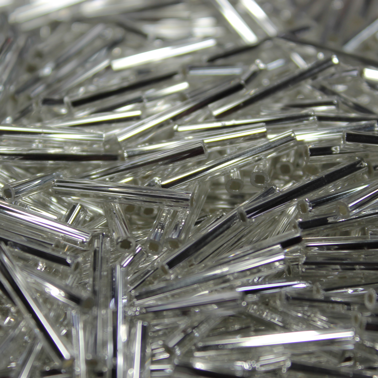 Silver Lined Crystal Bugles ~ 20mm STRAIGHT 1