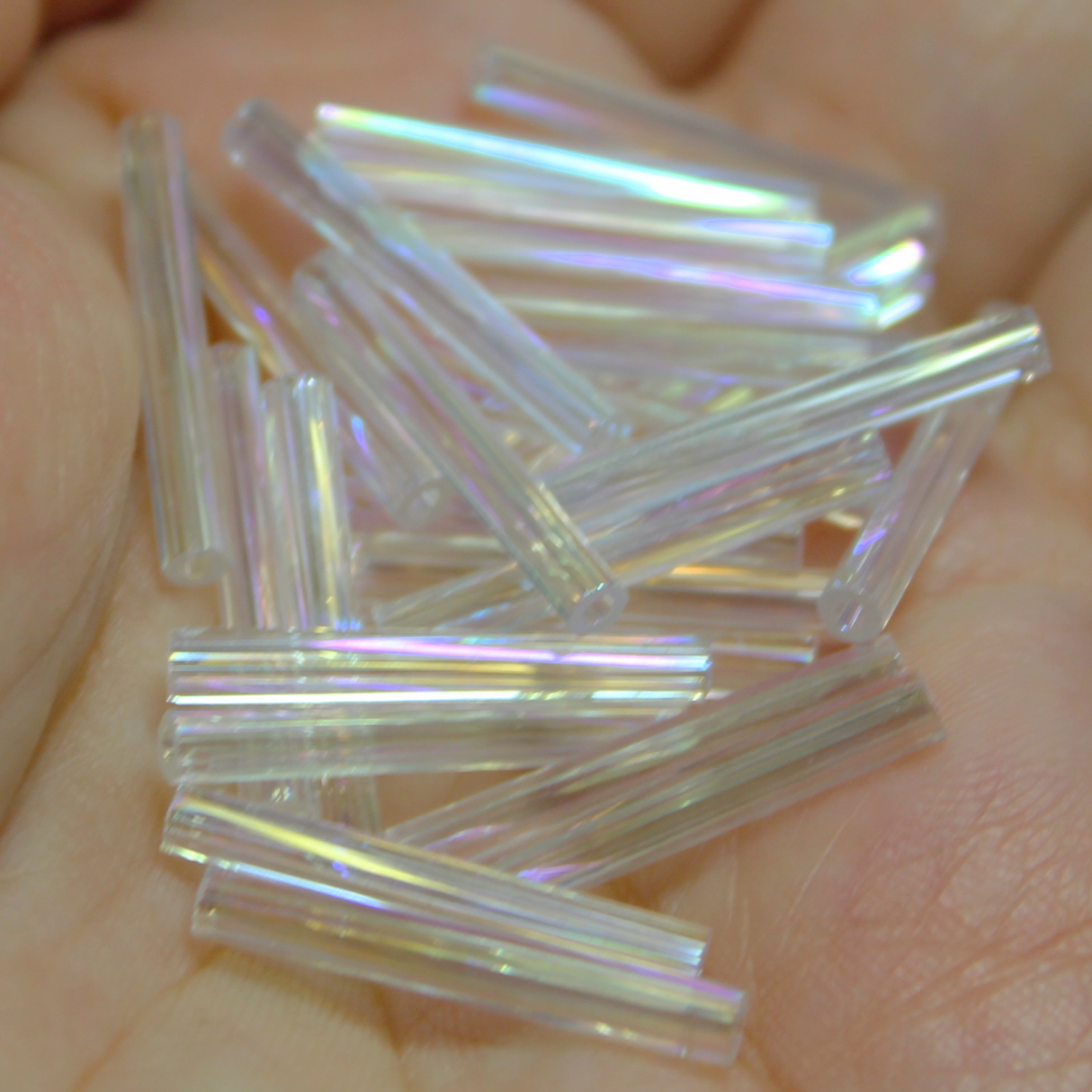 Transparent Crystal AB Bugles ~ 20mm STRAIGHT 250