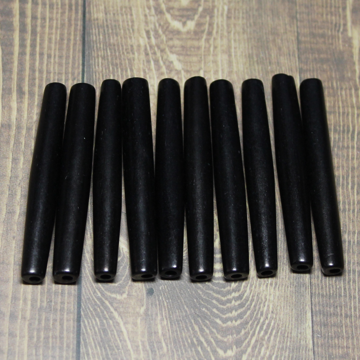 2" Black Hairpipe, 10 pieces - HP 6