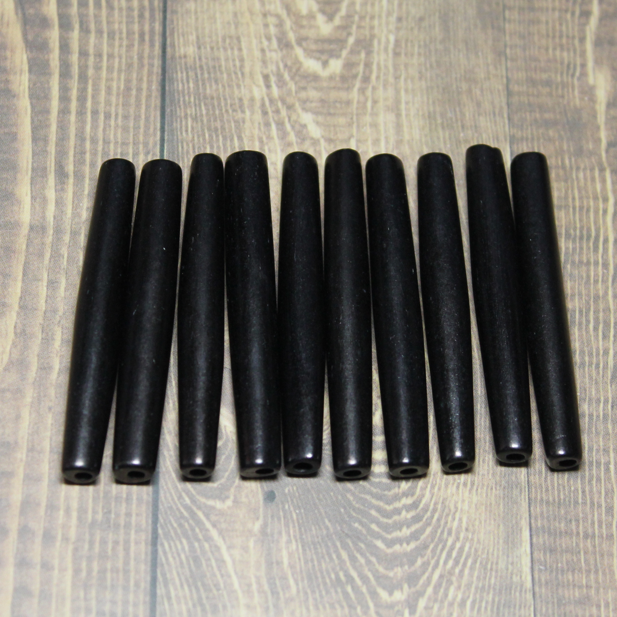 2" Black Hairpipe, 10 pieces - HP 6