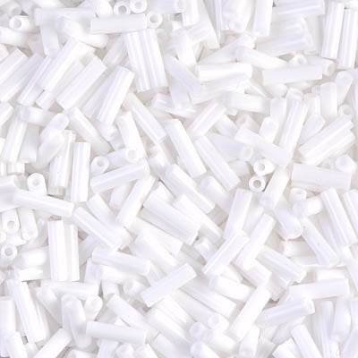 Opaque White Bugles ~ 20mm STRAIGHT 402