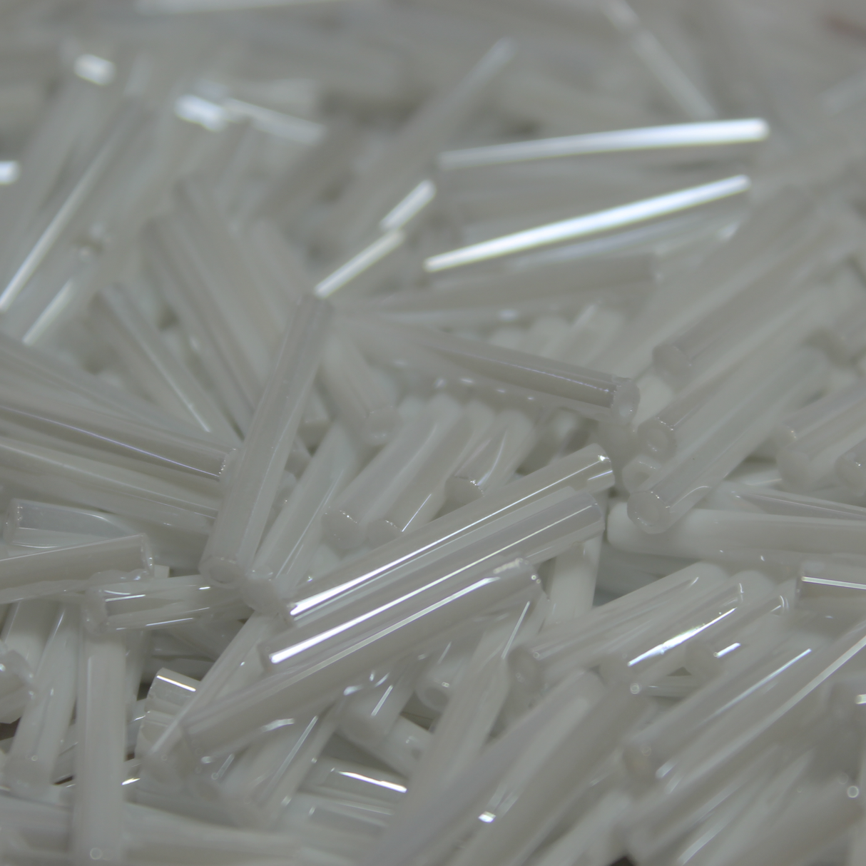 Opaque White Luster Bugles ~ 20mm STRAIGHT 420