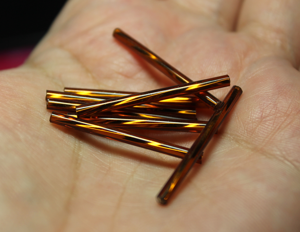 30mm Twist Bugles - Smoke Topaz Transparent Silver Lined - T30L