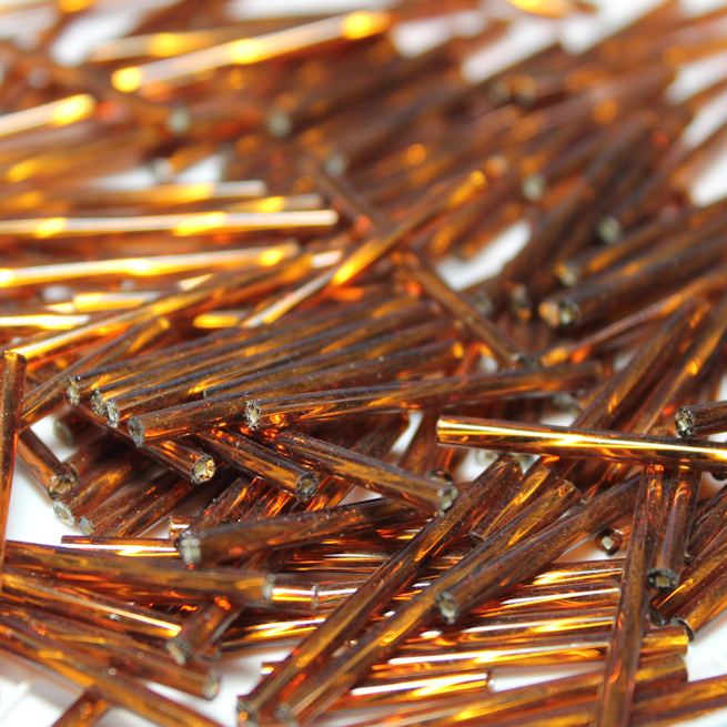 30mm Twist Bugles - Smoke Topaz Transparent Silver Lined - T30L