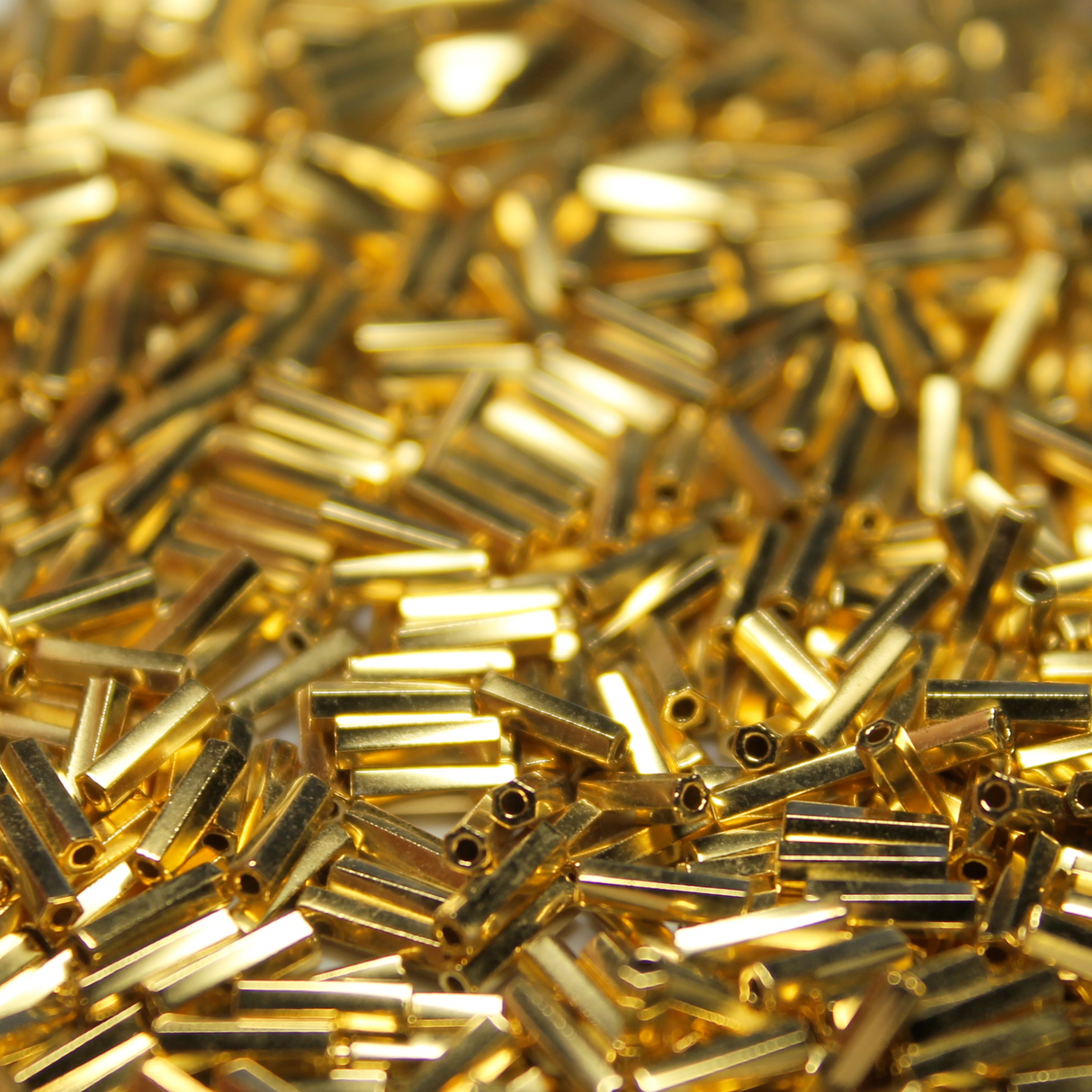 24K Gold Plated Bugles ~ 6mm STRAIGHT 465