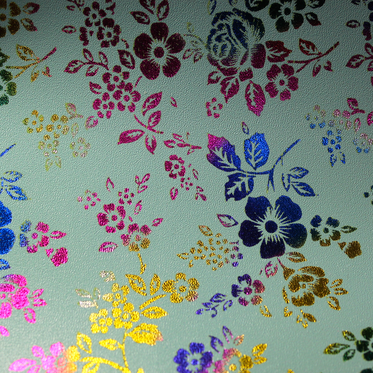 Faux Leather Sheet - Halo Floral Light Blue - 48