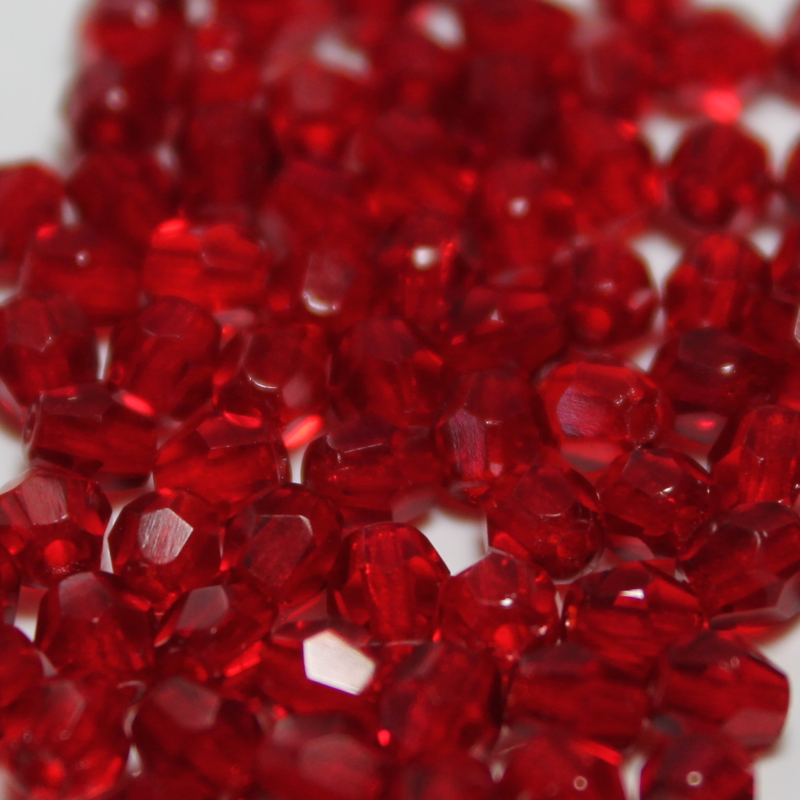 4mm Czech Transparent Siam Red Glass Bicone - 4B16-A