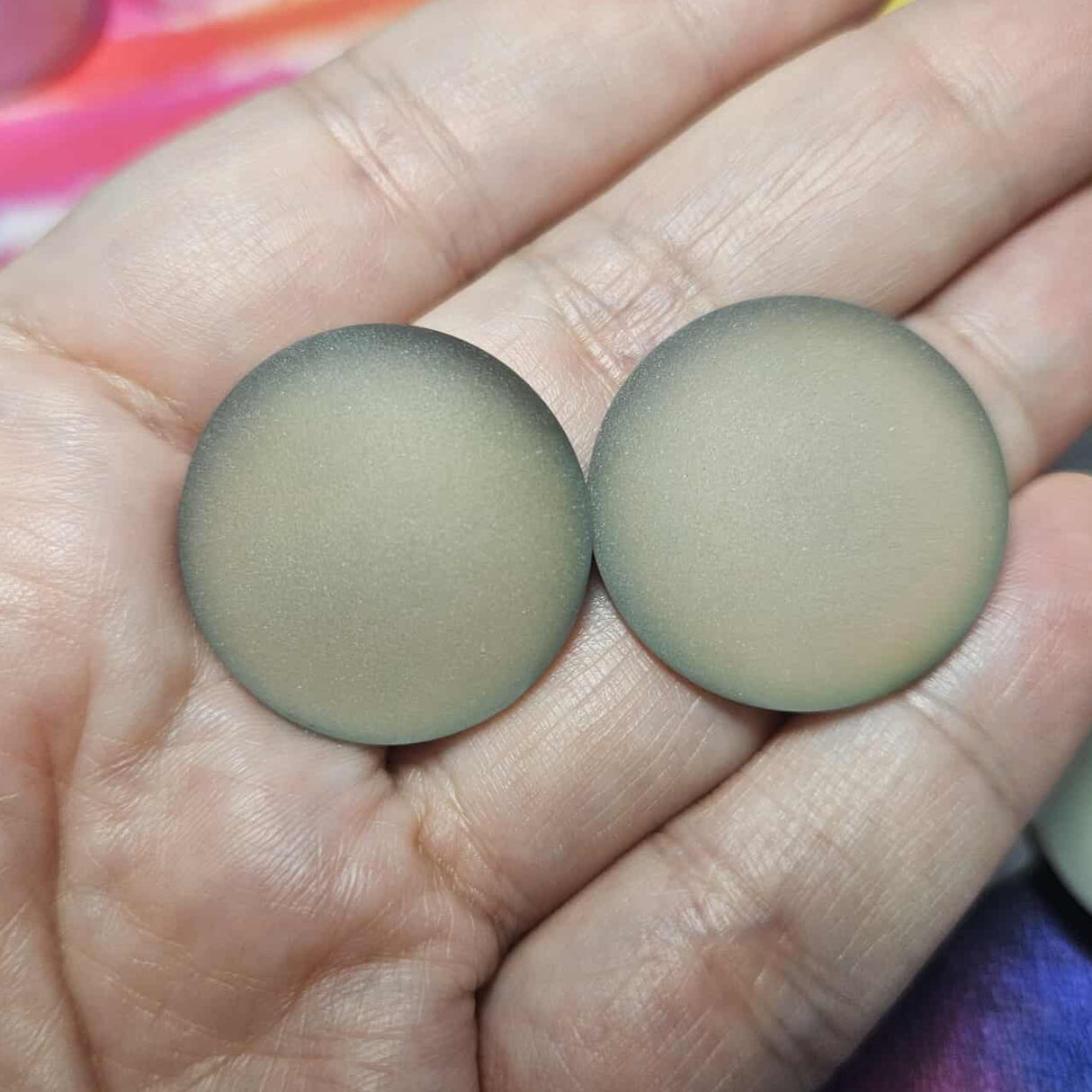 Special Buy #13 - 1 pr 25mm Czech Round Cabochon ~ Matte Backlit Utopia