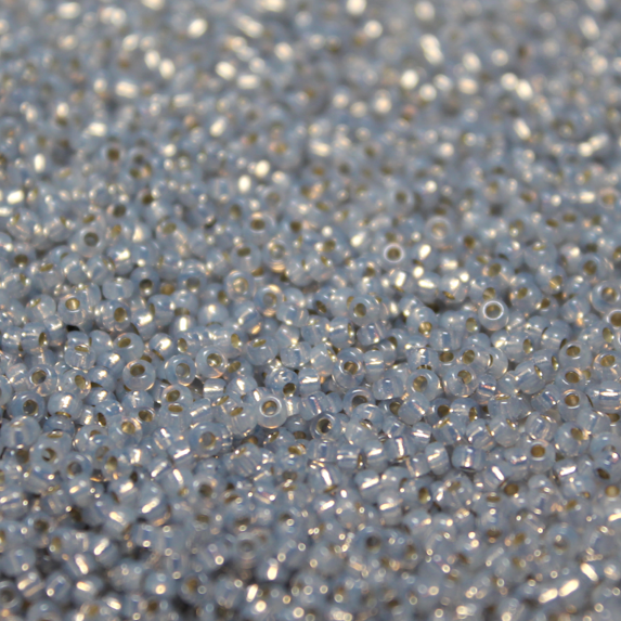 Gilt Lined Dyed Gray Alabaster ~ 15/0 JSB 576 Japanese Seed Beads