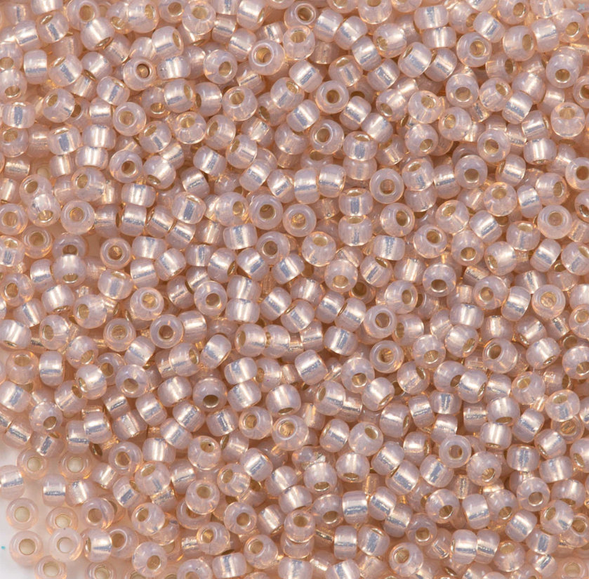 Gilt Lined Dyed Champagne Rosé Alabaster ~ 15/0 JSB 579 Japanese Seed Beads