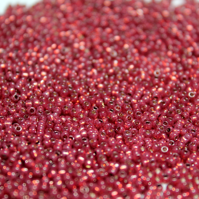 Gilt Lined Dyed Cranberry Alabaster ~ 15/0 JSB 581A Japanese Seed Beads