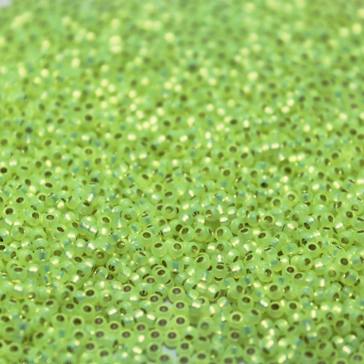 Gilt Lined Dyed Neon Lemonade Alabaster ~ 11/0 JSB 592 Japanese Seed Beads Black Light Sensitive