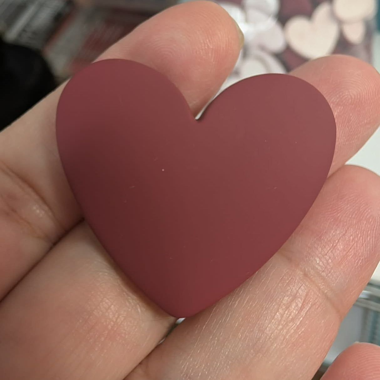 37mm Matte Heart Resin Caboch Mahogany Red- P69