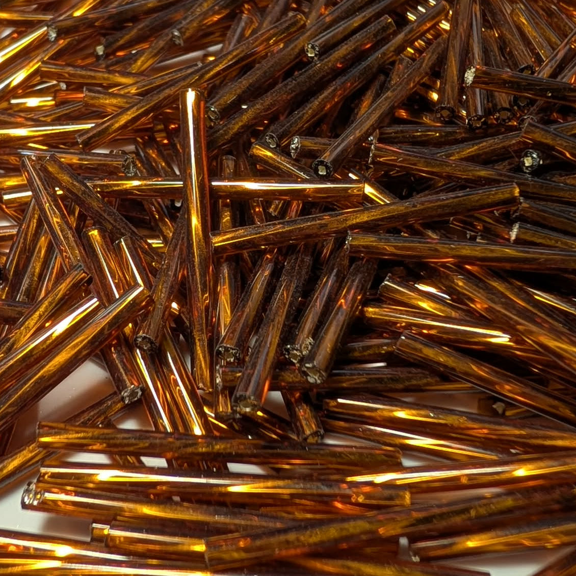 30mm Twist Bugles - Silver Lined Brown - T30L-1