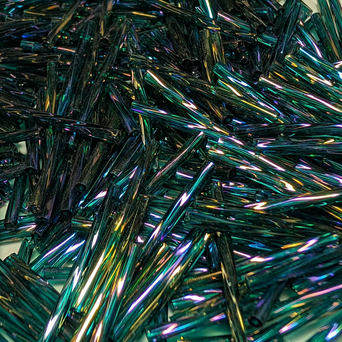 30mm Twisted Bugles - Transparent Rainbow Blue Zircon - T30Y-1