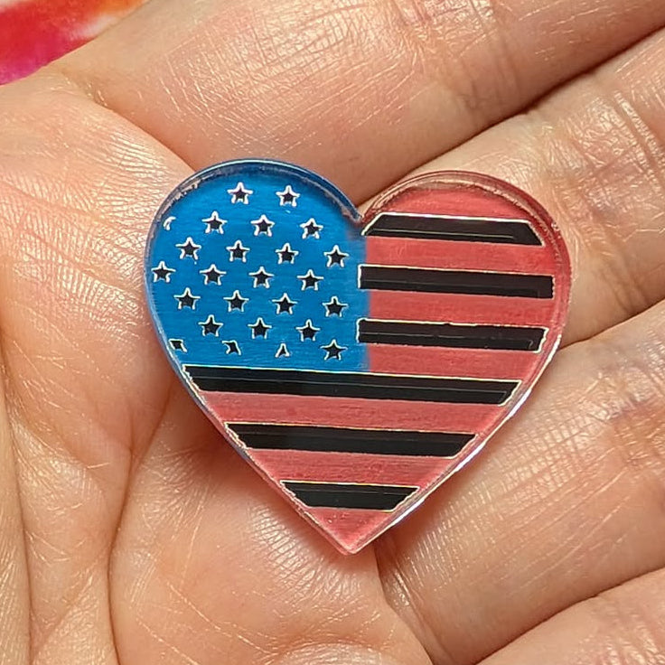 1" Red Road Valor Heart Mirror - S226