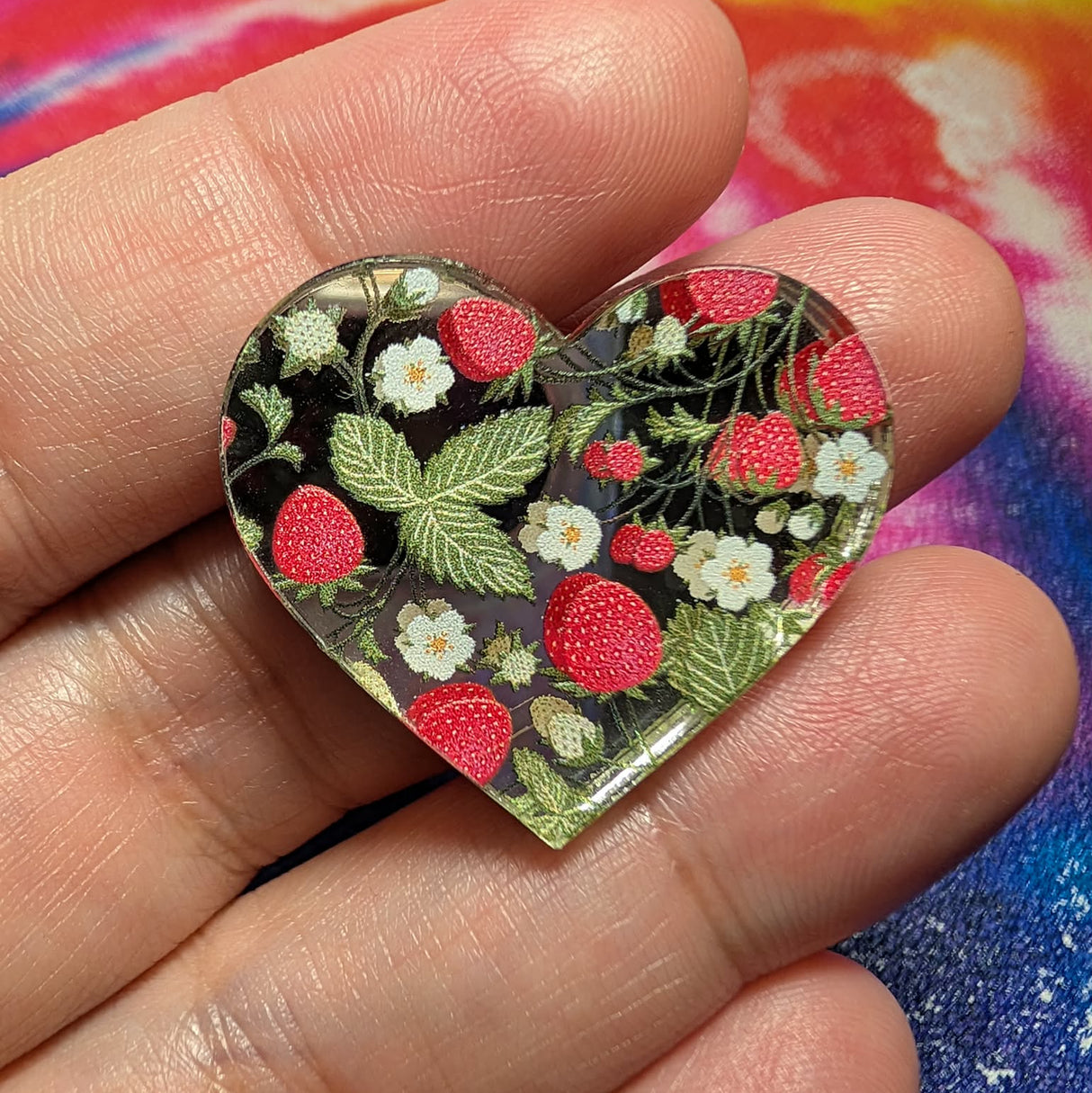 1" Strawberry Vine Heart Mirror - S227