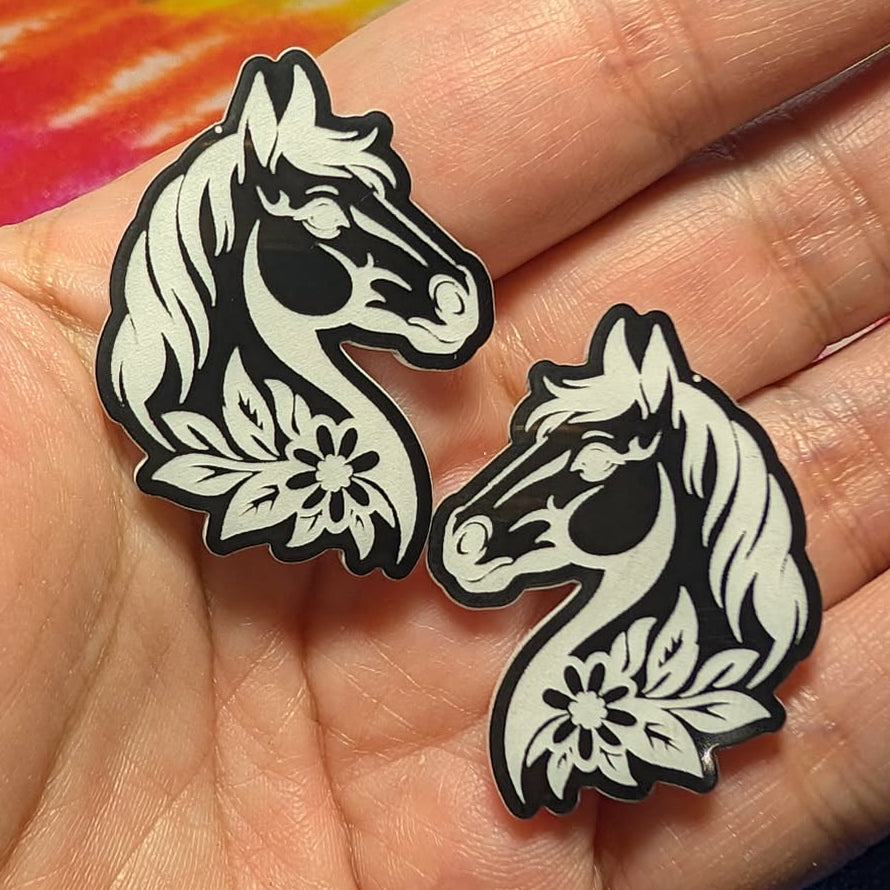 1 & 1/4" Black/White Rakko (Horse) Acrylic - S210