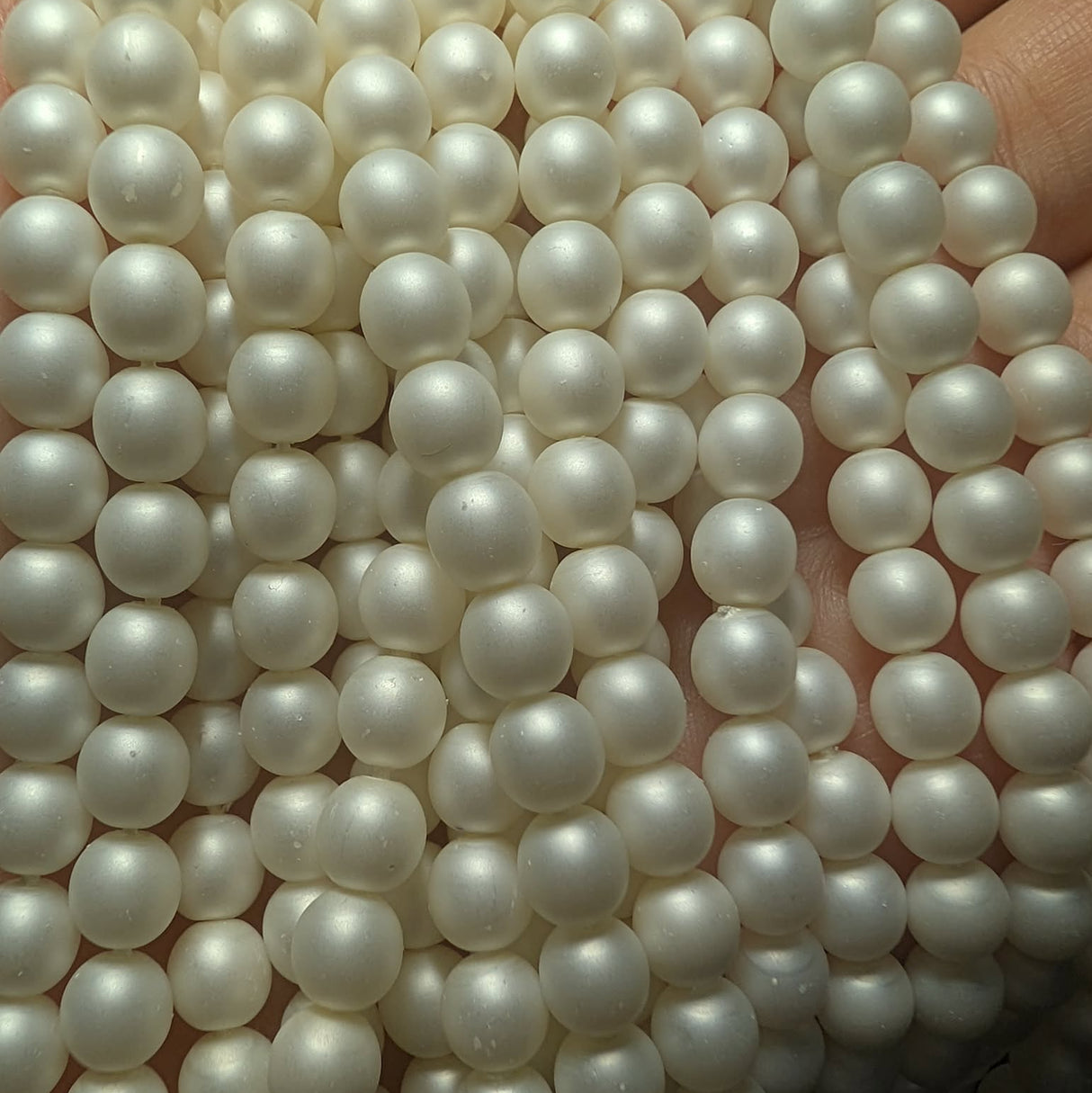 6mm Czech Glass Pearls ~ Matte White - PRL 7
