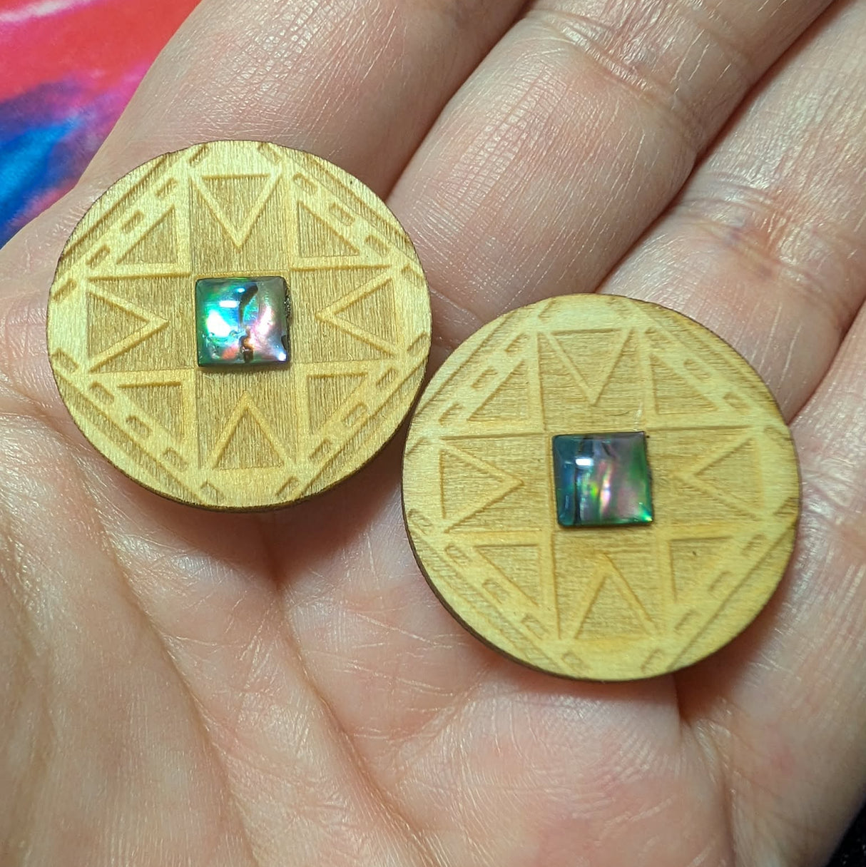 1" Round Abalone & Wood Cabochon - S68