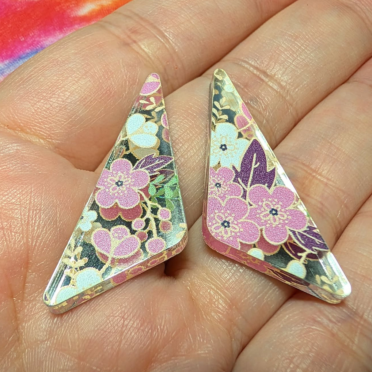 1.5" Cherry Blossom Mirror Triangle - S111