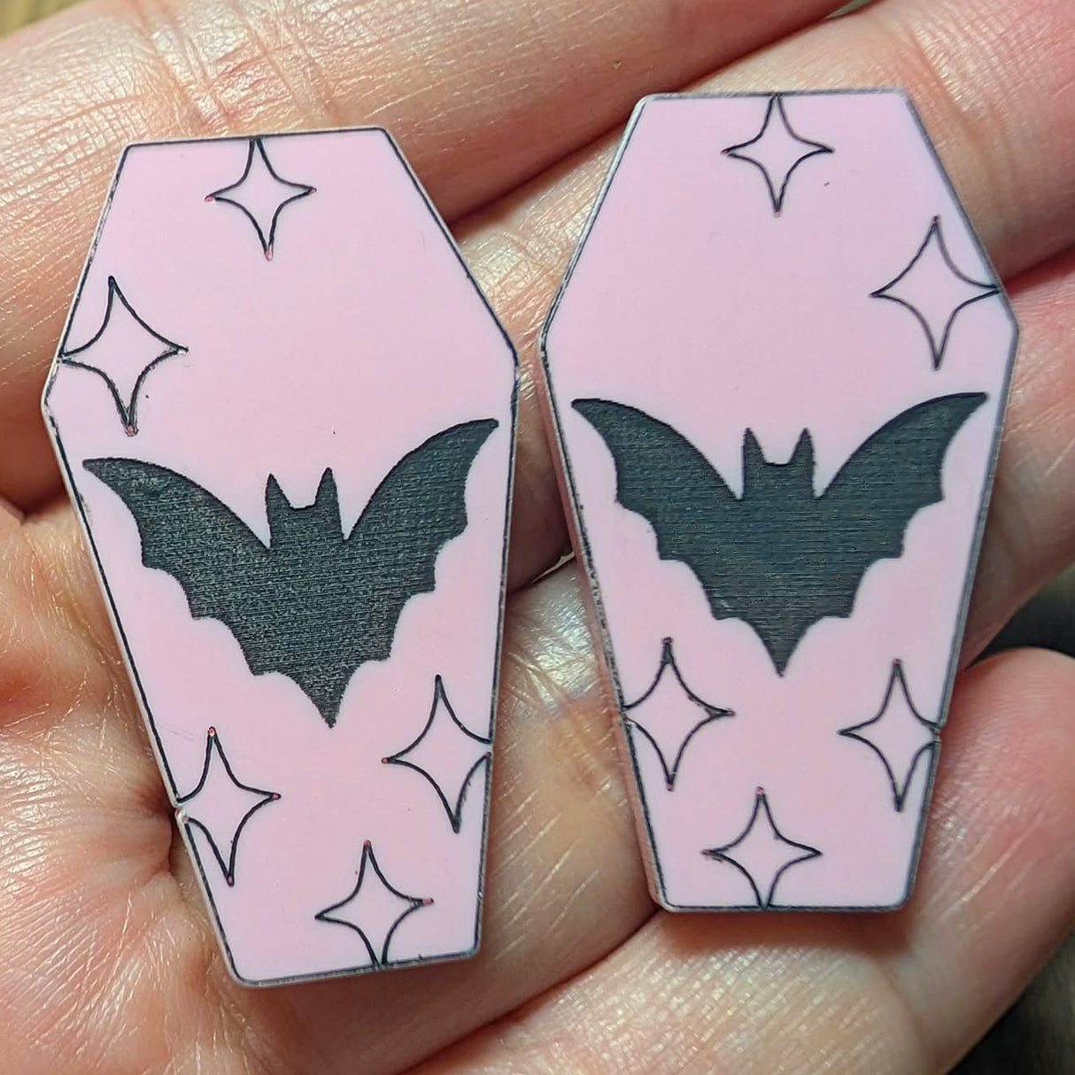 1" Bubblegum Bats Coffin Cabochons - S239