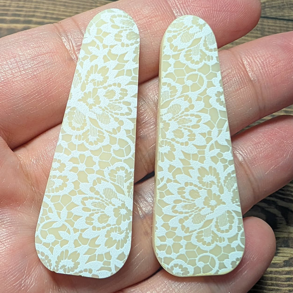 2" Happily Ever Ivory Trapezoid Cabochons - P118