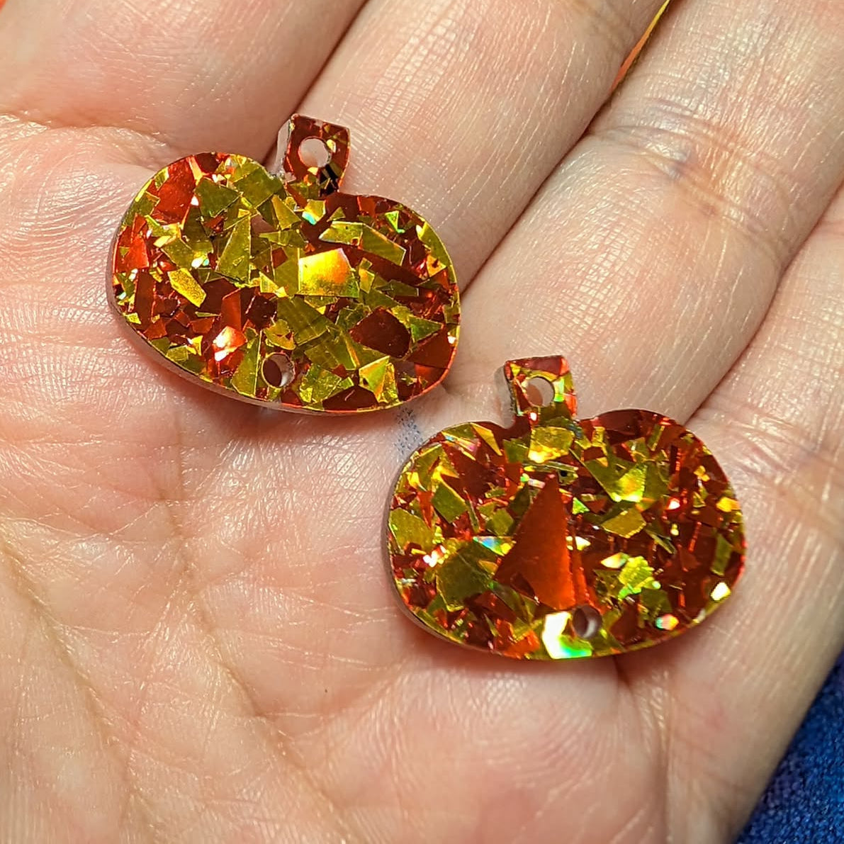 Acrylic Glitter Pumpkin Connectors - S243