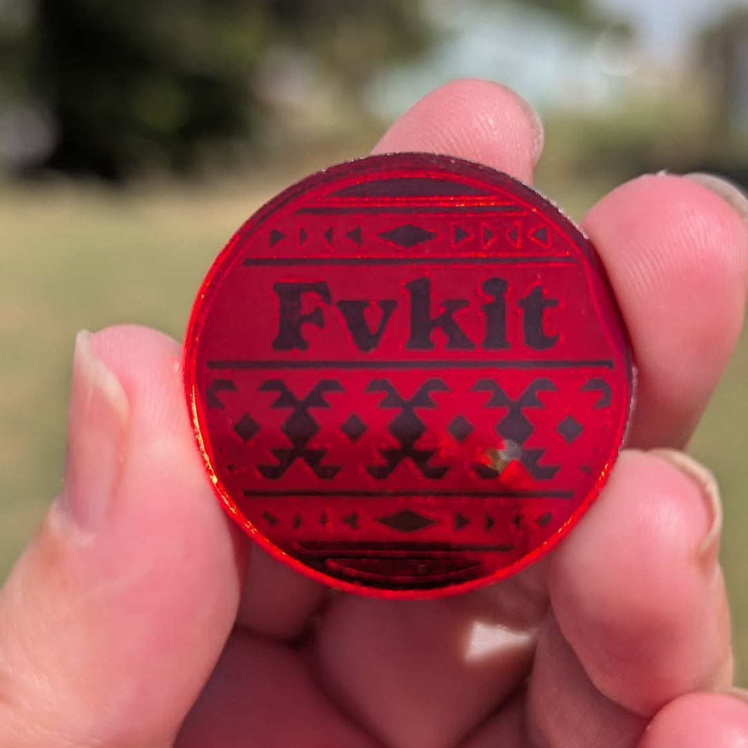 1 1/4" Fvkit Red Mirror Circle Cabochons - P127