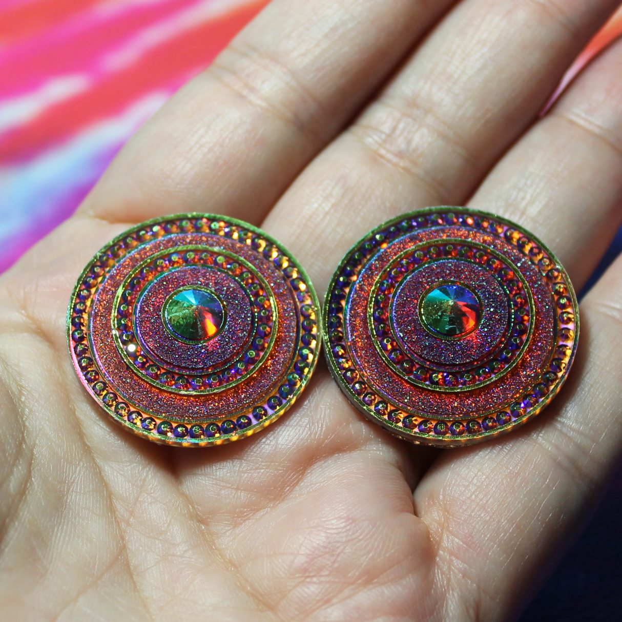 Cherry Chocolate Round Spaceship AB Cabochon Gems - S193