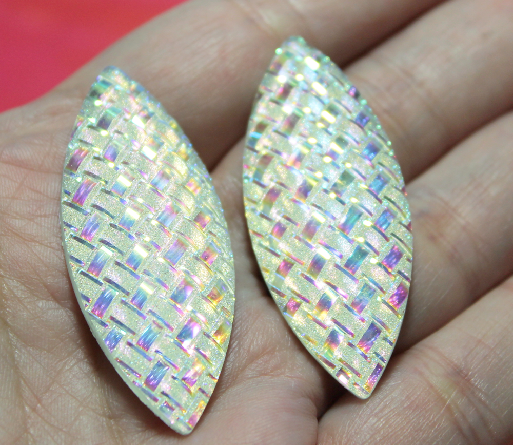 Clear AB Navette Basket Weave Resin Flatback Gems - S178