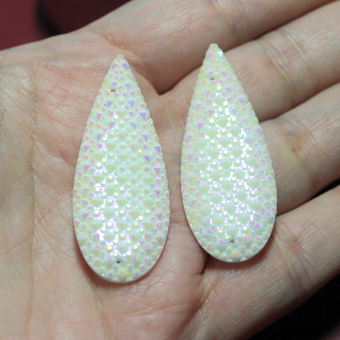 White AB Waterdrop Resin sew on Gems - S186