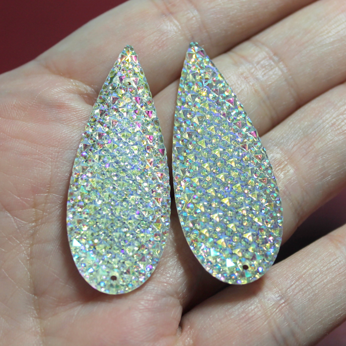 Clear AB Waterdrop Resin sew on Gems - S192