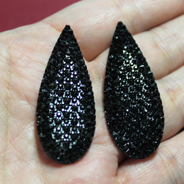Black Waterdrop Resin sew on Gems - S182