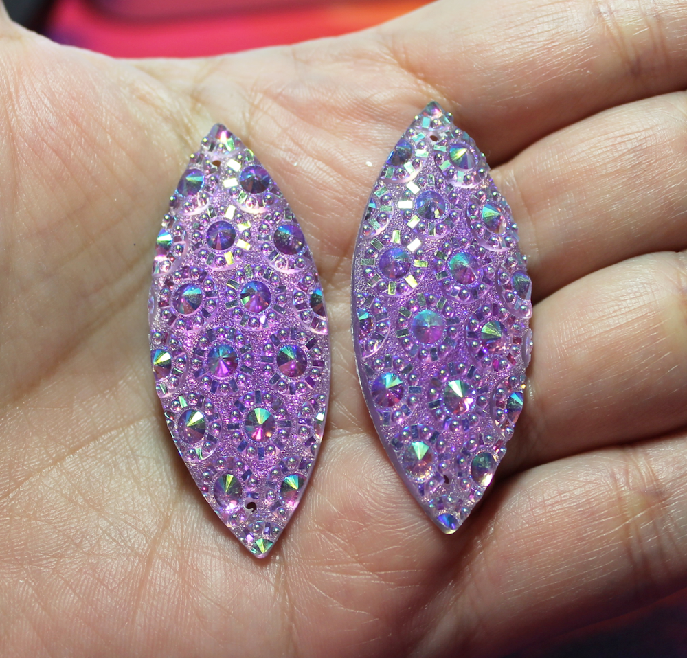 Purple AB Starburst Navette Sew On Gems - S184