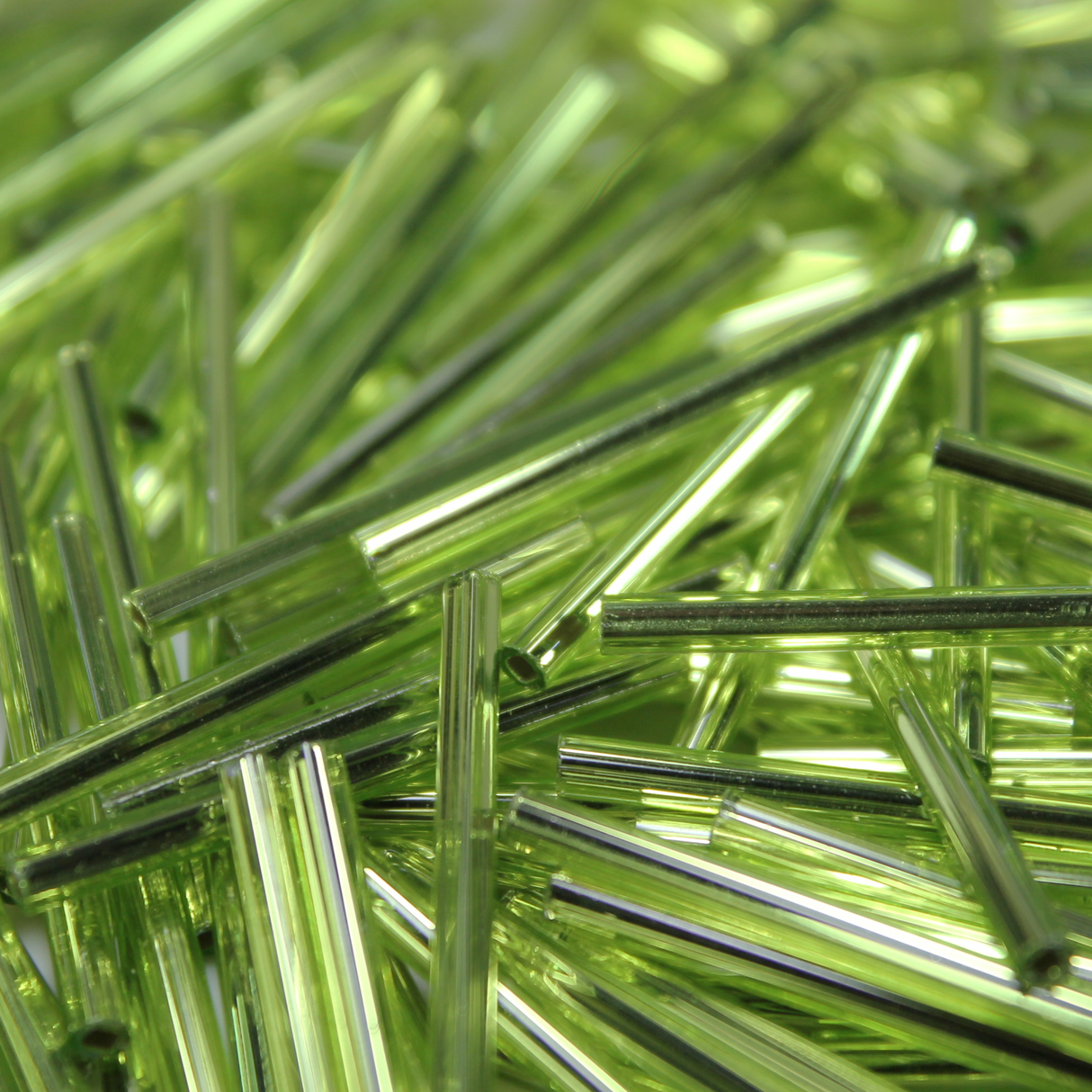 30mm Straight Bugles - Silver Lined Lime - B010