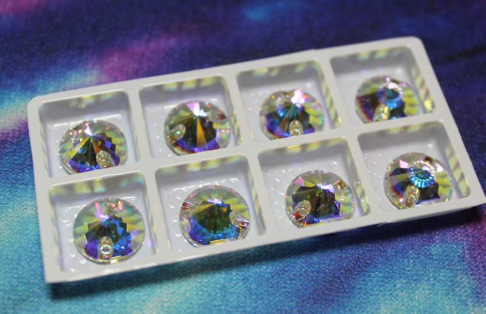 12mm (4 pr) Glass Rivoli Clear AB Rhinestone - C225