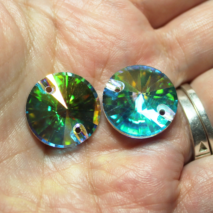 18mm (1 pr) Glass Rivoli Clear AB Rhinestone - C237
