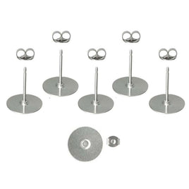 12 pair - 10mm Stainless Steel Posts + Backs ~ Post 1