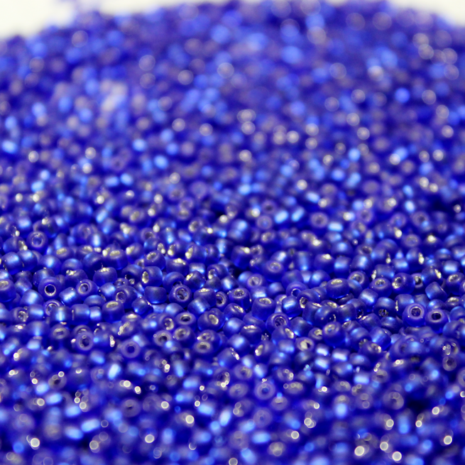 Frosted Silver Lined Cobalt Blue ~ 11/0 JSB F20 Japanese seed beads