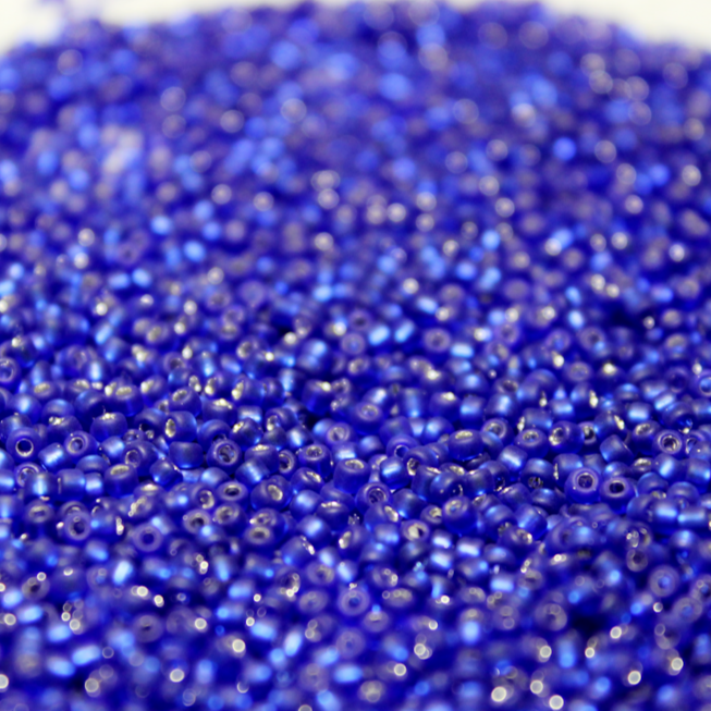 Frosted Silver Lined Cobalt Blue ~ 15/0 JSB F20 Japanese Seed Beads