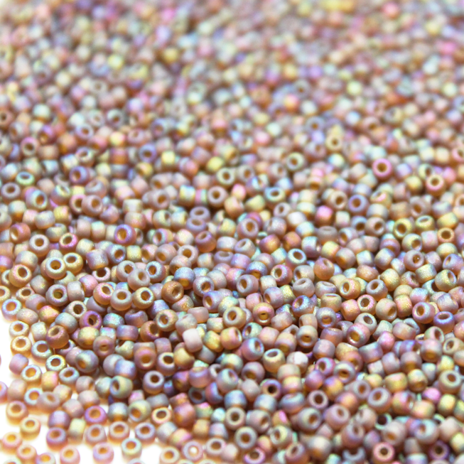 Frosted Dark Topaz AB ~ 15/0 JSB F257 Japanese seed beads