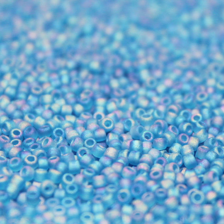 Frosted Ocean Blue Rainbow Sparkle ~ 11/0 JSB F261A Japanese Seed Beads
