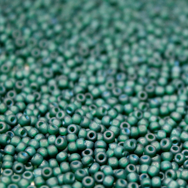 Frosted Color Lined Dark Green ~ 11/0 JSB F399Q Japanese Seed Beads