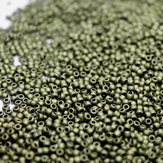 Matte Metallic Army Green ~ 15/0 JSB F458 Japanese Seed Beads