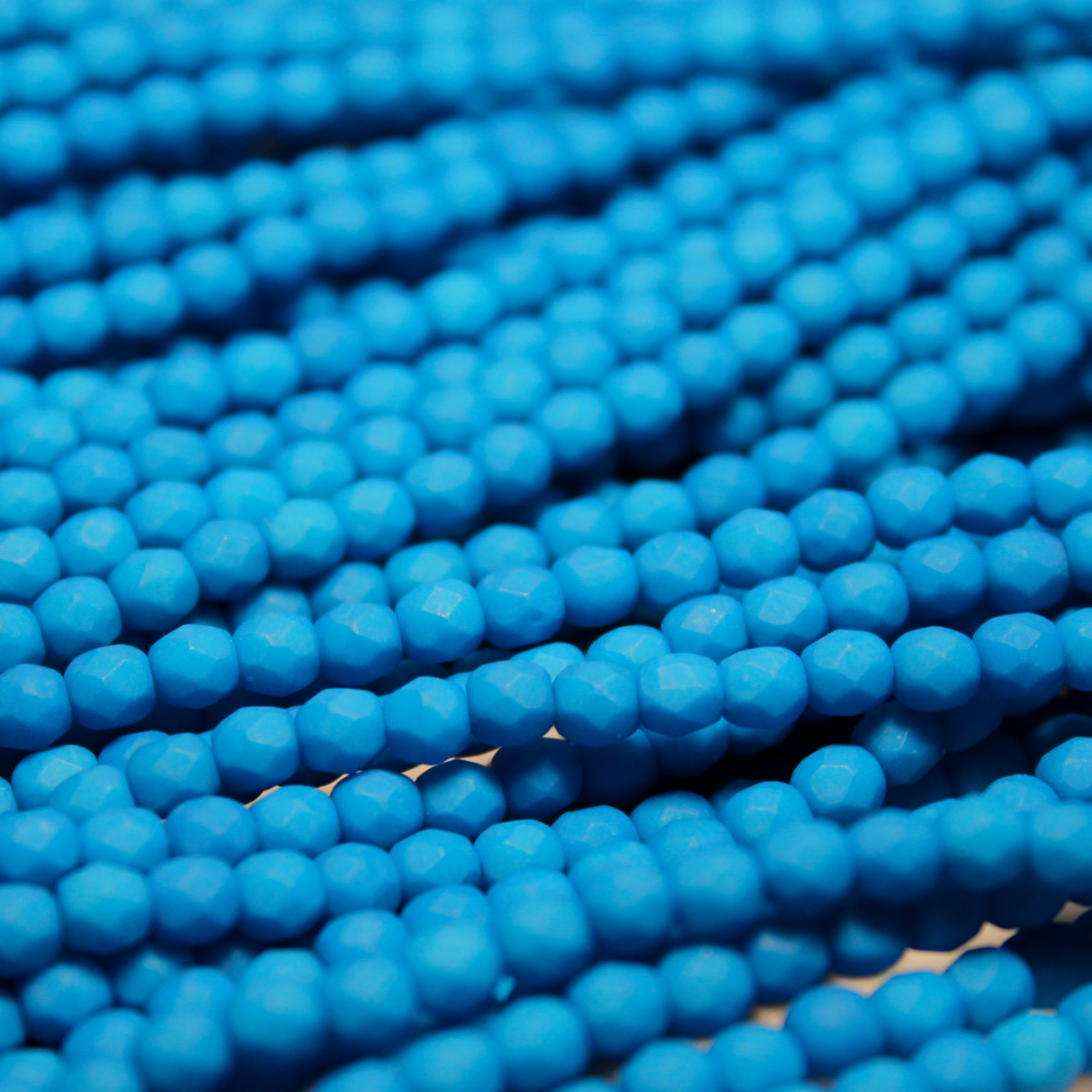 4mm Czech Fire Polished Matte Neon Electric Blue - F463