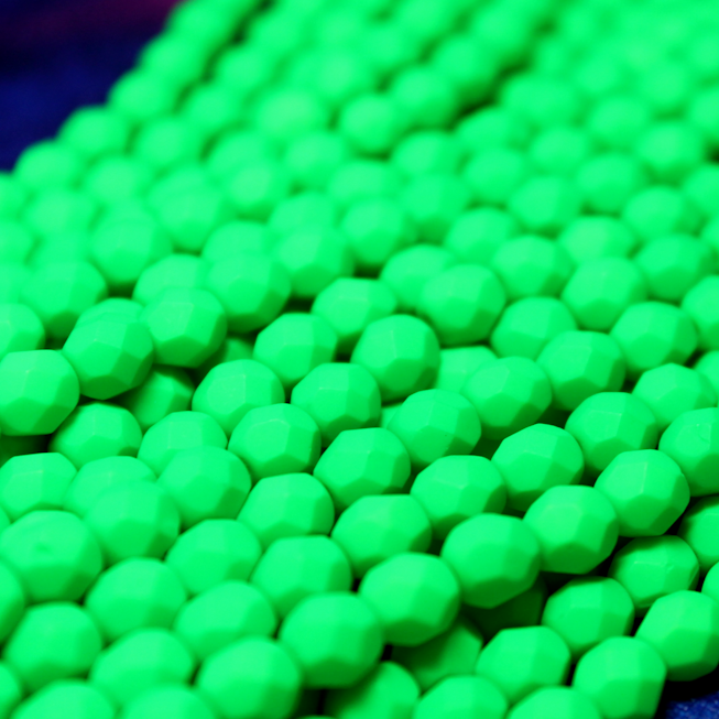 *OVERSTOCK SALE * 6mm Czech Fire Polished Neon Matte Green - F668