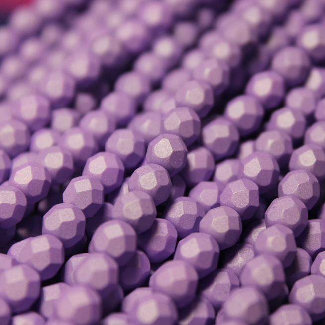 6mm Czech Fire Polished Saturated Matte Purple - F669