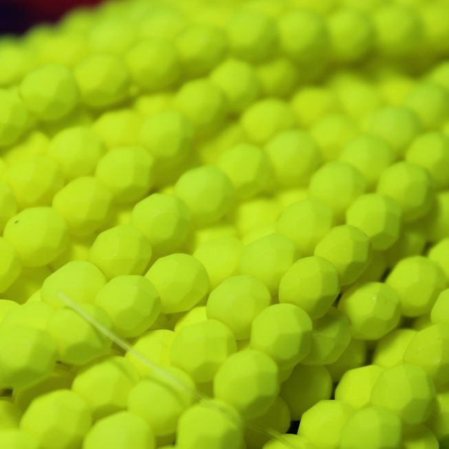 4mm Czech Fire Polished Neon Matte Yellow - F456